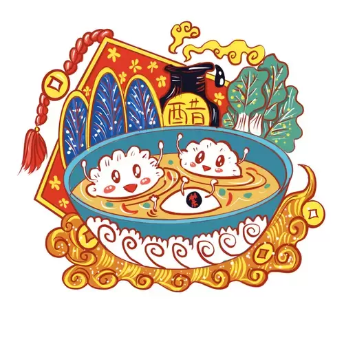 中華美食-餃子插圖素材