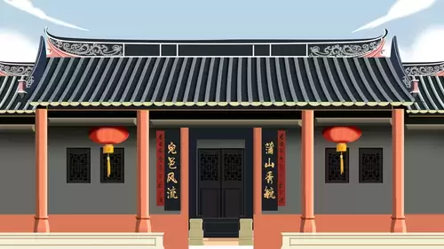 中國古建-正房門對插圖素材
