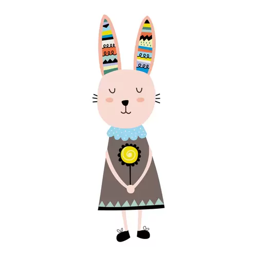 森林動物-人形兔子插圖