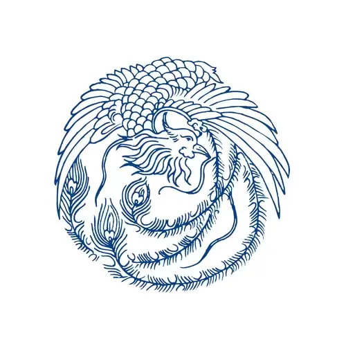 青花瓷圖案-鳳凰插圖