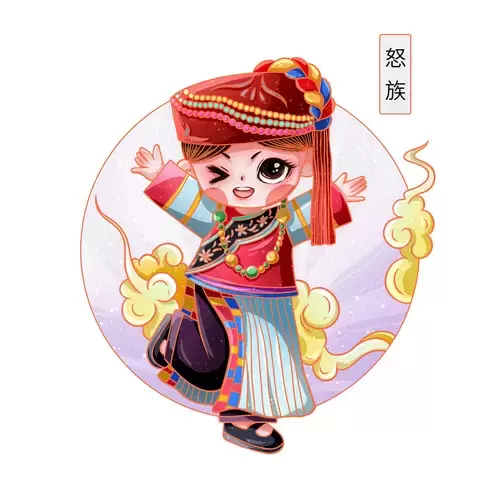 中國56個民族服飾插圖素材