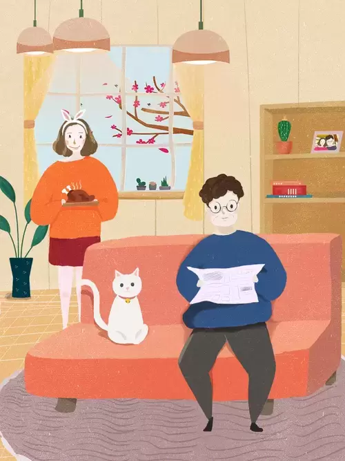 感恩節-休閒的家庭時光插圖素材