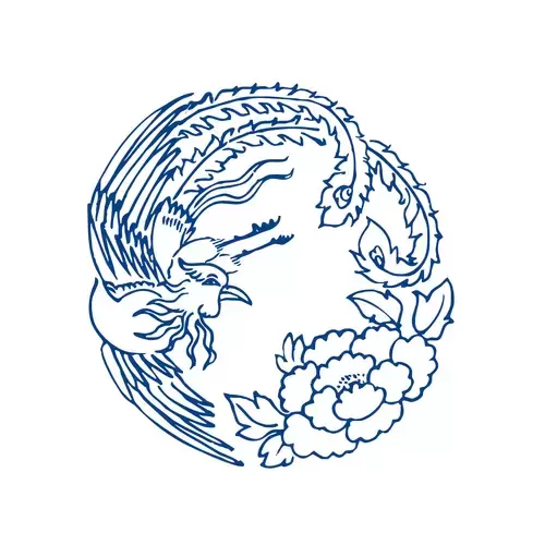 青花瓷圖案-鳳凰插圖