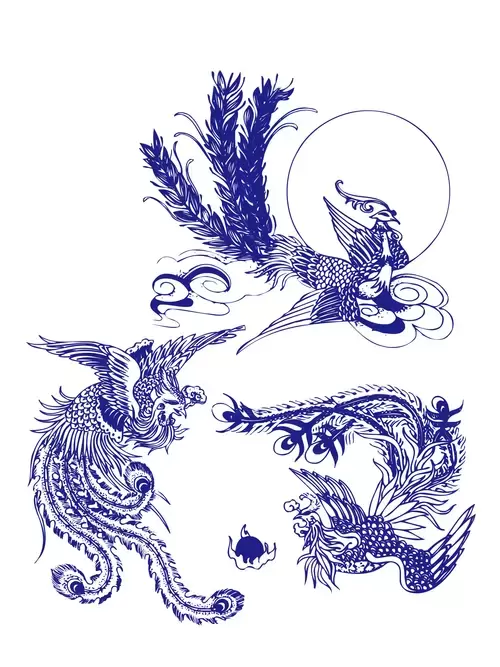 青花瓷圖案插圖素材