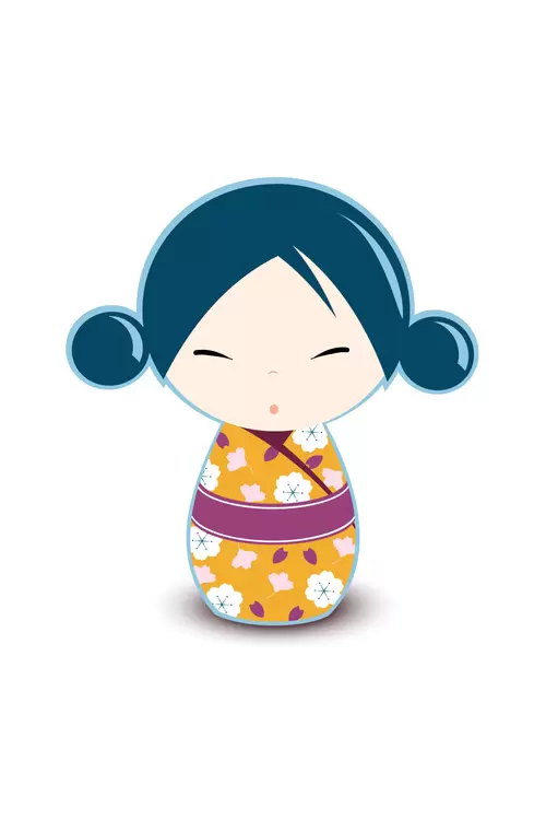 和服娃娃-Q版-女孩插圖