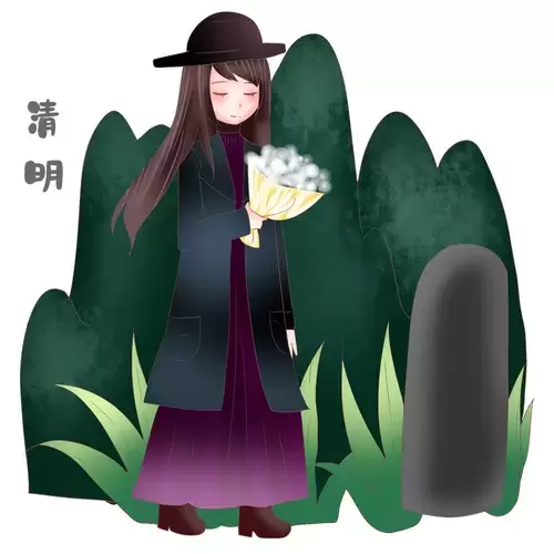 清明節-給故人送花插圖素材