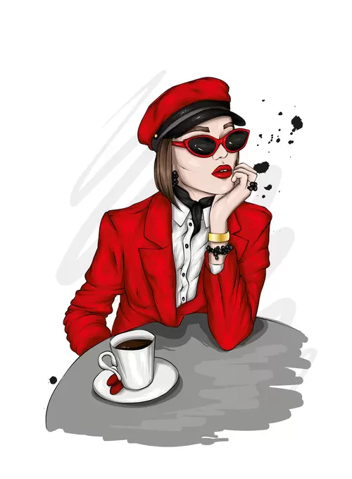 歐美時尚女性插圖