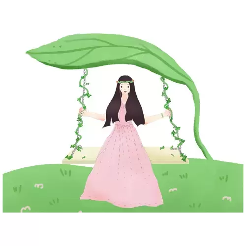 清明節-粉裙女子-盪鞦韆插圖