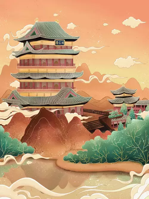 中国著名古建筑-滕王閣插圖素材
