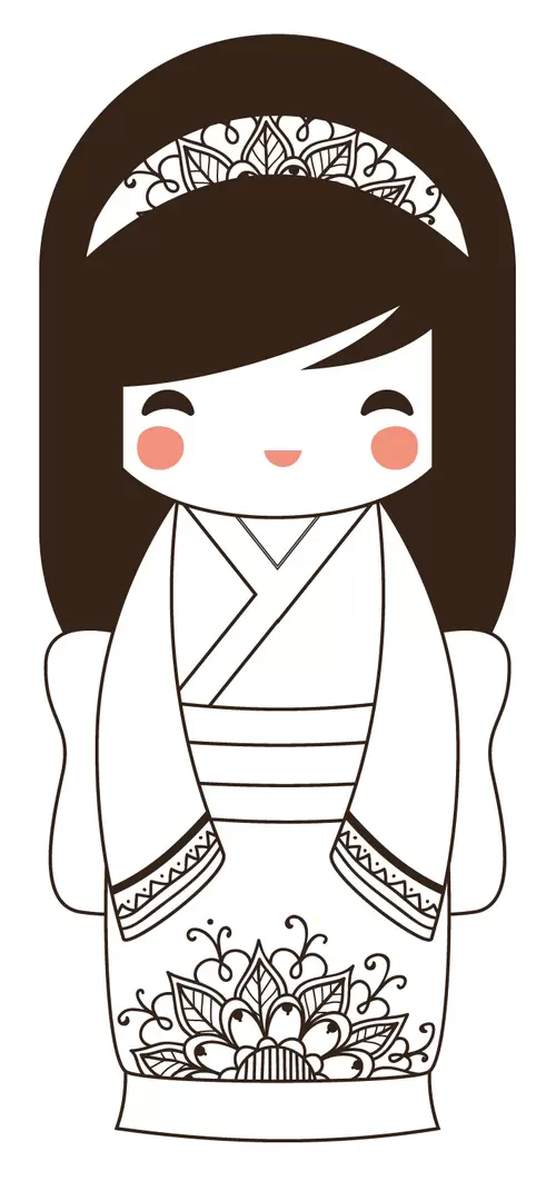 和服娃娃-女孩-髮箍插圖