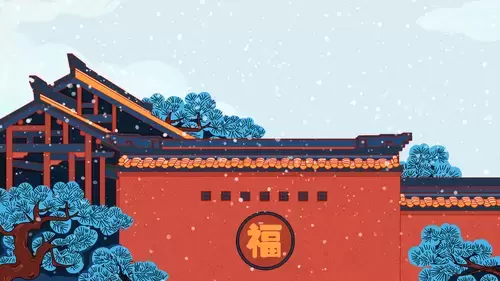 中國古建-院牆外的松柏插圖