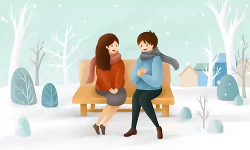 情人節-冬日里的暖流插圖素材
