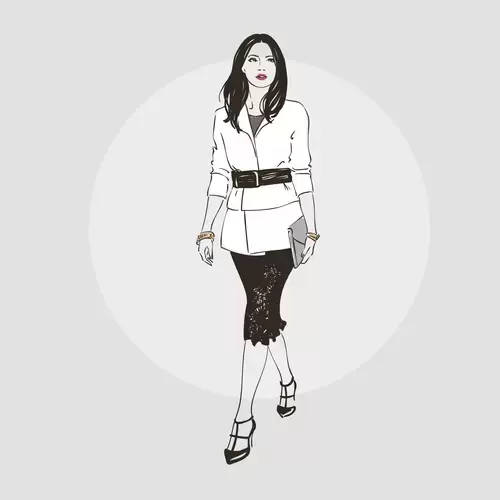卡通頭像-職業女裝全身像插圖素材