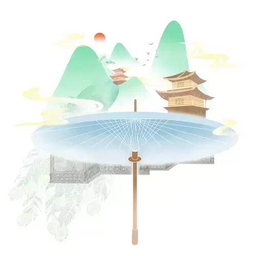 山水微景觀插圖插圖素材