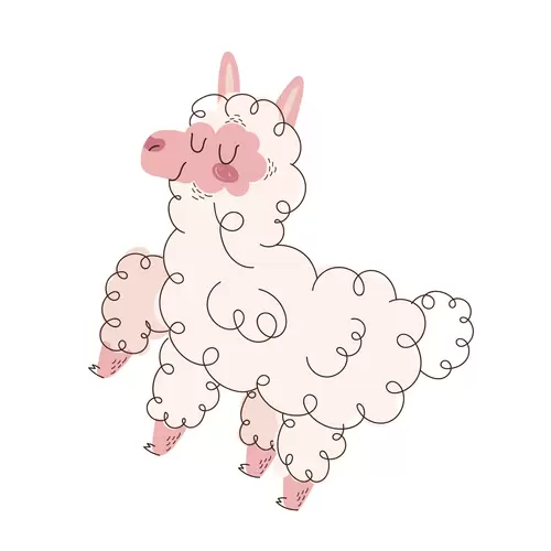 卡通動物-羊駝插圖