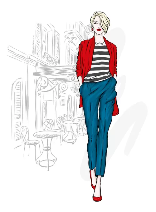 歐美時尚女性插圖