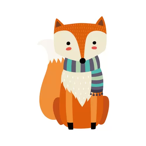 森林動物-戴圍巾的狐狸插圖