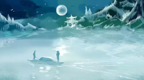 中國古建-月下湖舟插圖