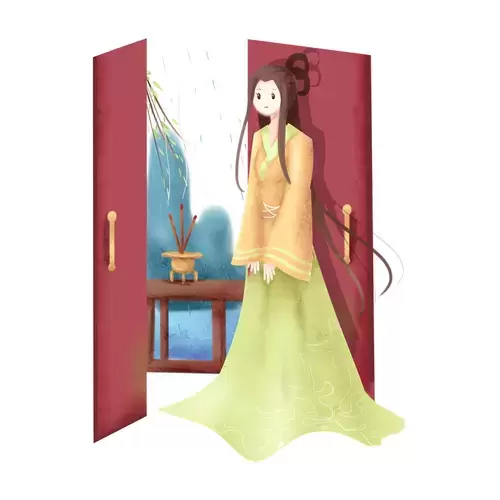 清明節-祭奠的女子-迎接插圖素材