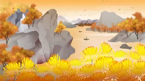 重陽節-菊花盛開-秋天插圖素材