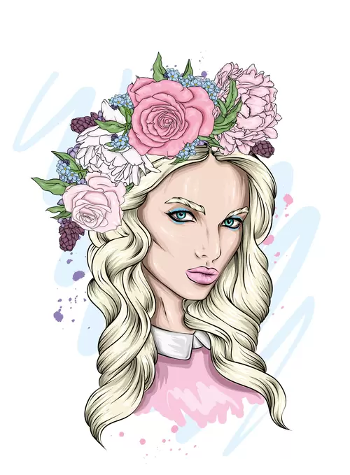 歐美時尚女性插圖