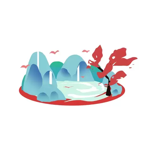 山水微景觀插圖插圖素材