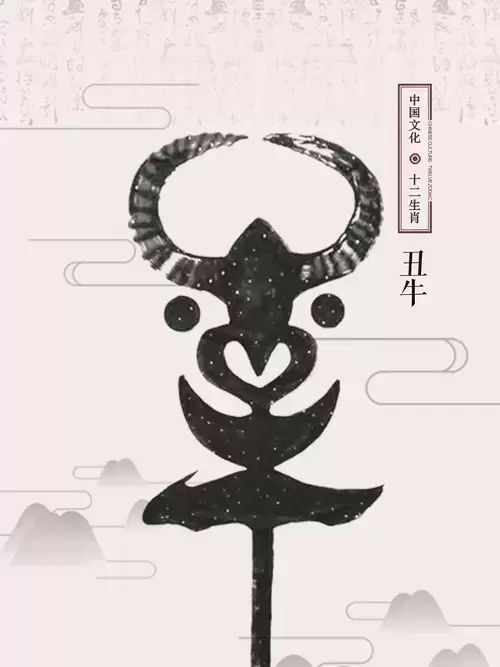 十二生肖-牛-漢字象形畫插圖素材