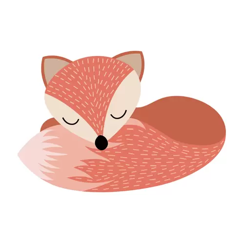 森林動物-睡覺的狐狸插圖