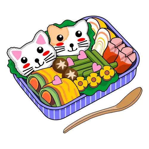 日式便當-小貓圖案插圖