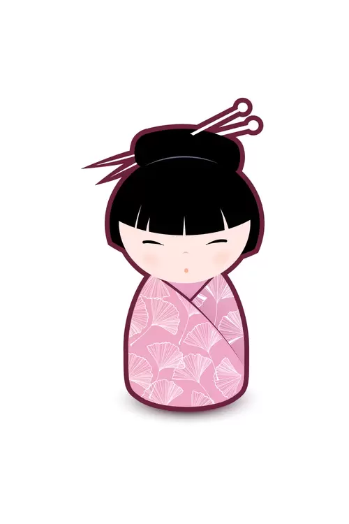 和服娃娃-Q版-女孩插圖