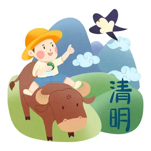 清明節-牛背上的童年插圖