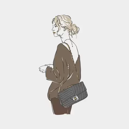 卡通頭像-慵懶風背包少女插圖