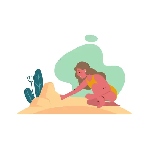 夏季人物運動-玩沙插圖