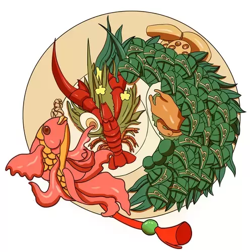 中華美食-小龍蝦插圖素材