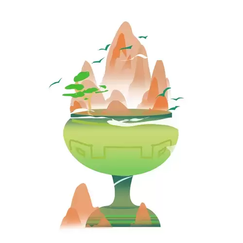 山水微景觀插圖插圖素材