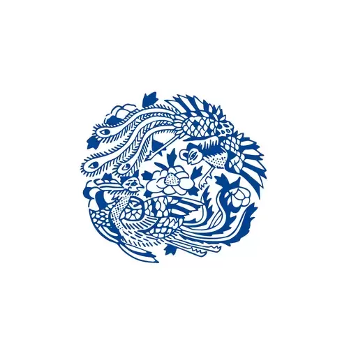 青花瓷圖案-鳳凰插圖素材