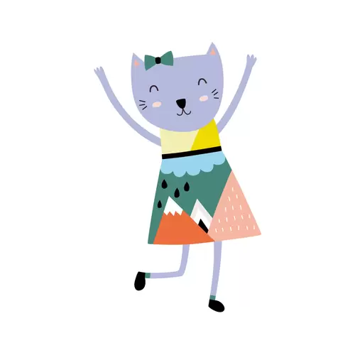 森林動物-人形開心小貓插圖素材