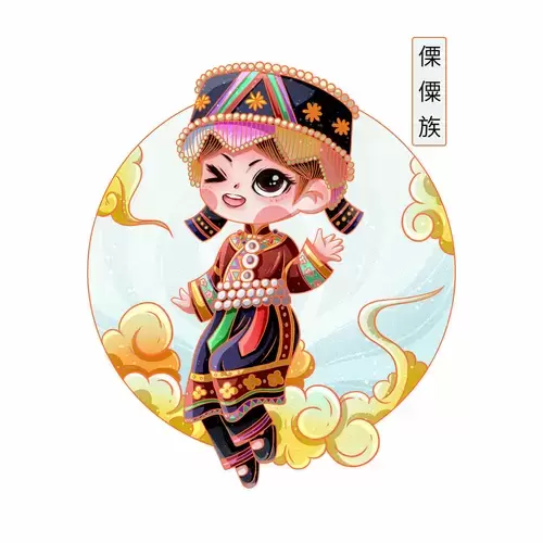 中國56個民族服飾-傈僳族插圖素材