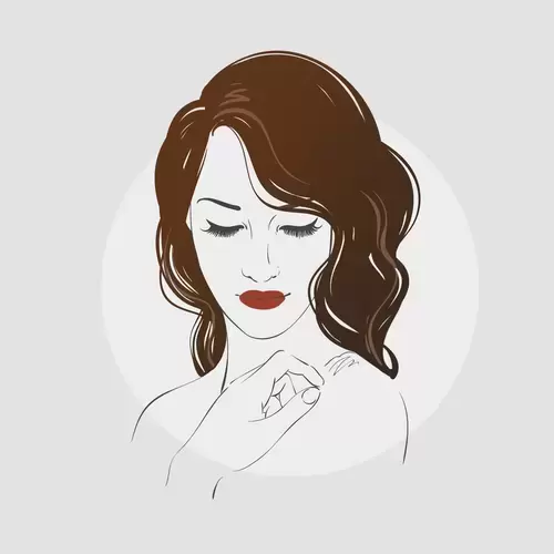 卡通頭像-溫婉女性頭像插圖素材