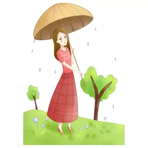 清明節-下雨天-撐傘-散步插圖素材