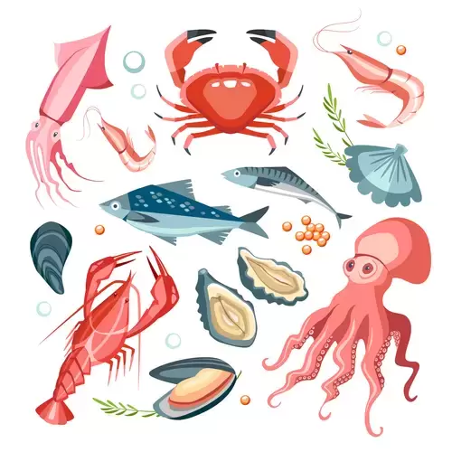 海鮮食材圖標大全插圖素材