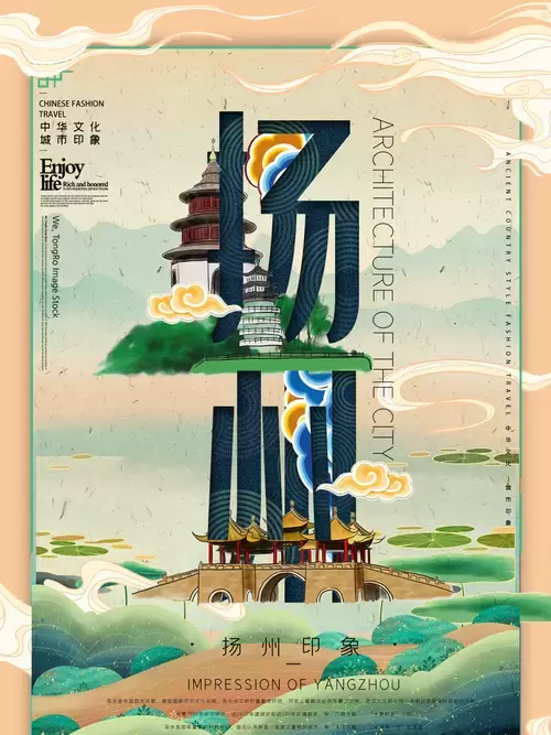 中國城市宣傳海報-揚州插圖